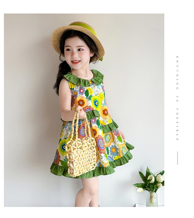 Girl's countryside style flower flower sleeveless dress, lace vest dress, thin and cool summer outfit, baby's sweet and stylish