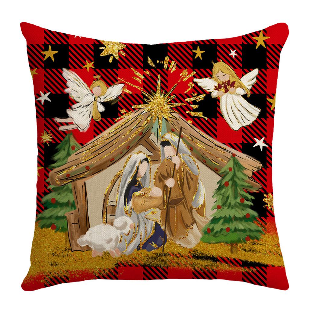 Christmas Series Pillowcase Christmas Holiday Atmosphere Decoration Living Room Sofa Cushion Printed Pillowcase Atmospheric Decorative Linen Pillow