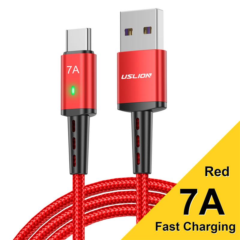 7A USB Type C Cable Wire For Samsung S22 S20 Xiaomi mi 12 Mobile Phone Fast Charging USB C Cable Type C Charger Data Cord Cables