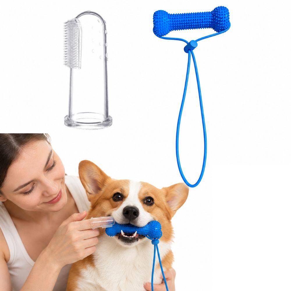 PVC Dog Dental Chews Toy Blue Dog Toothbrushing Toy For Easier Teeth Brushing