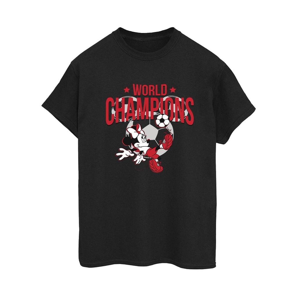 Disney Womens/Ladies Minnie Mouse World Champions Cotton Boyfriend T-Shirt