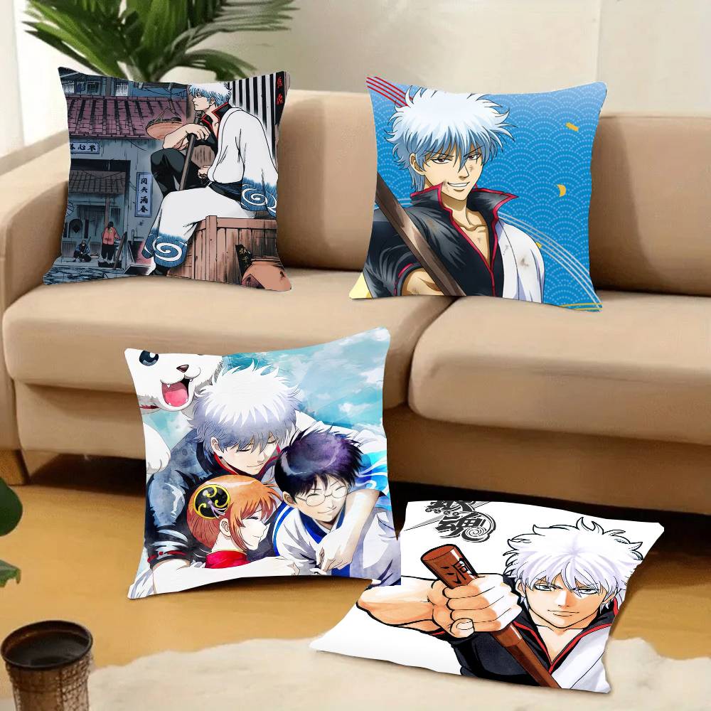 Аниме GinTama Наволочка Плюшевая Ткань Мягкая Наволочка Двусторонняя Печать Наволочка Подушка Бытовые Подарки