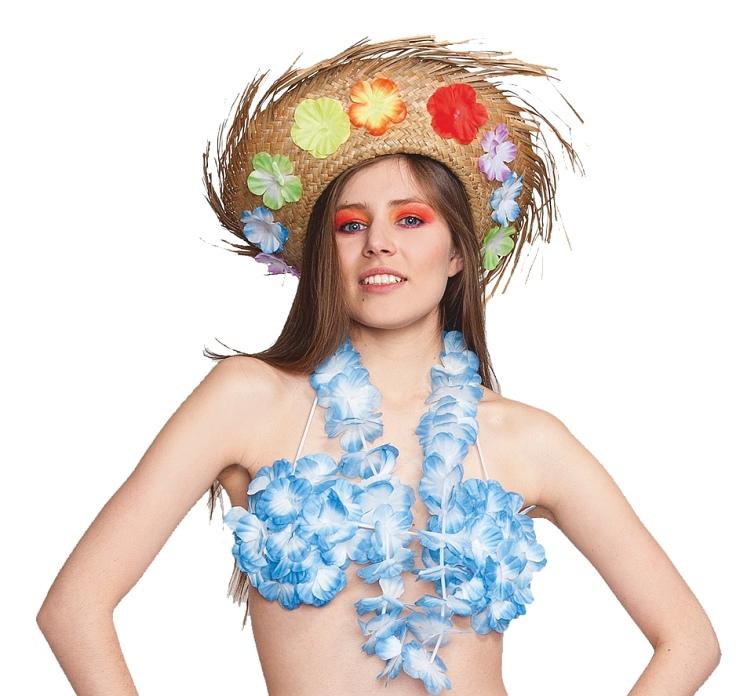Straw Hawaiian Hat with Flowers Aloha Hawaii