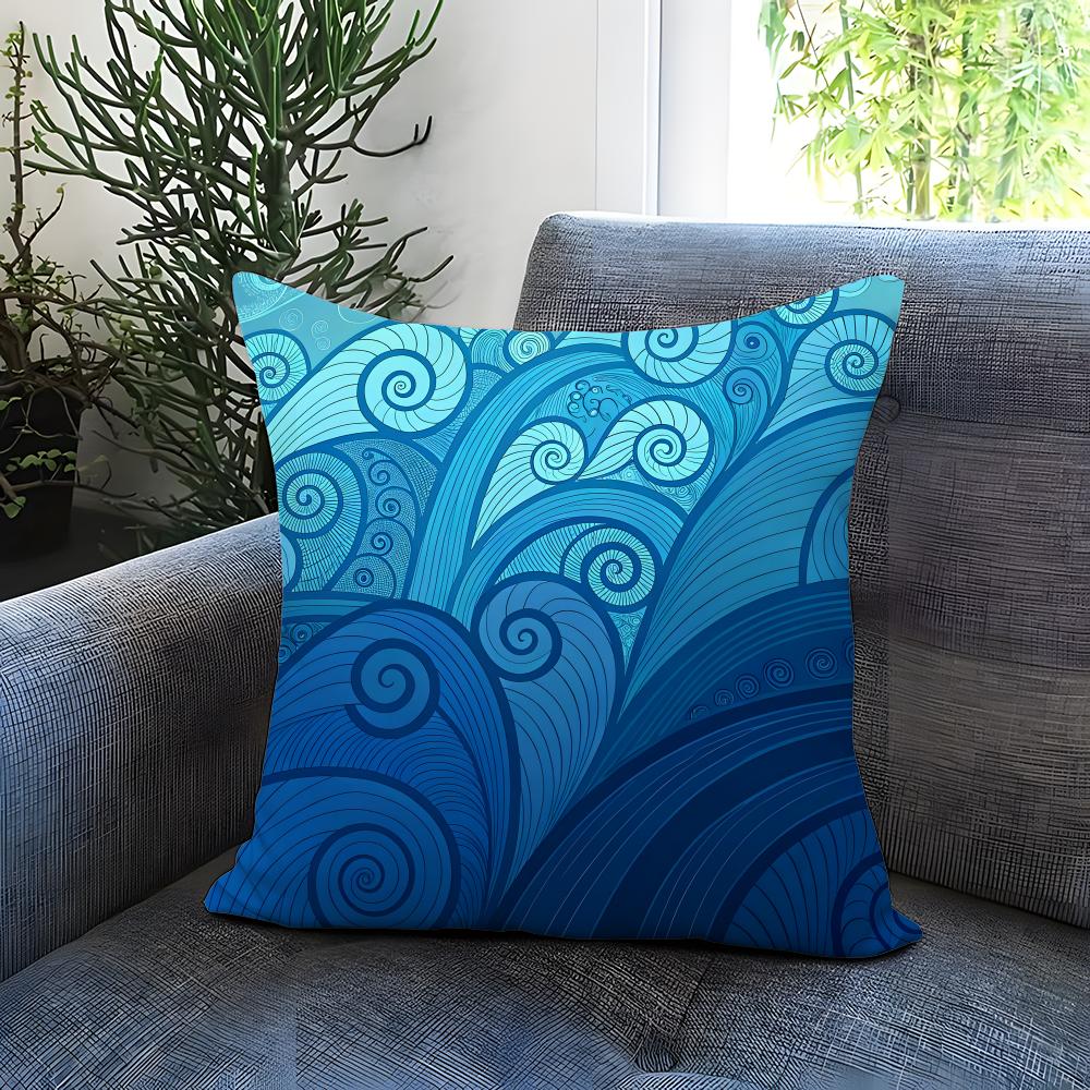 Light blue ocean ripple Cushion Cover Comfortable Reversible Pillow Cover Ideal for Car Sofa Bedroom Beyond