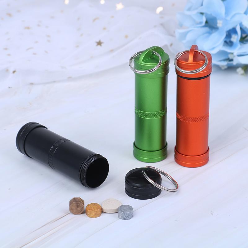 1Pc Mini Waterproof Capsule Seal Bottle Outdoor Edc Survival Pill Box Tank Case
