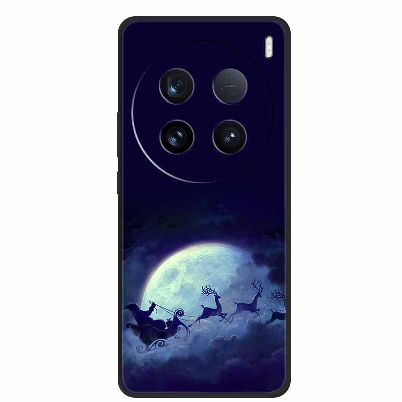 Christmas Phone Cases For Vivo X100 Ultra Pro 5G Case Black Silicone TPU Soft Cover For vivo X100 6.78" Santa Claus Bumper Funda
