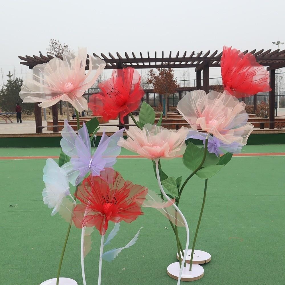 50cm 3D Gauze Artificial Flower Simulation Big Giant Mesh Flower Hollow Silk Flower Window Display