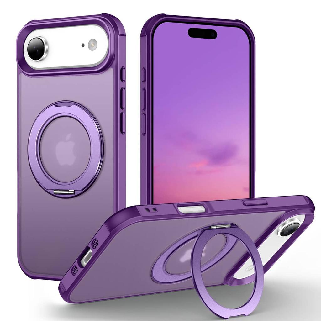 Чехол для iPhone 17 Pro Max/17 Air/17 Pro, Магнитный держатель-кольцо с вращением на 360° и металлической подставкой, Ударопрочный чехол с защитой от вибрации