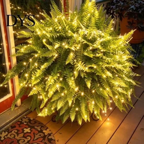 Искусственные растения, устойчивые к УФ-излучению, Искусственный папоротник с подогревом и теплыми светодиодными огнями, Искусственные подвесные для патио на открытом воздухе, переднего крыльца, сада, Большие комнатные для дома