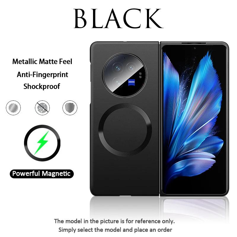 Ультратонкий матовый металлический чехол с магнитом для VIVO X Fold 5 3Pro 2, поддержка беспроводной зарядки, защита от отпечатков пальцев, жесткая защитная крышка Funda