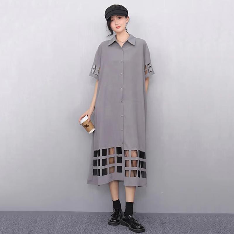 Xitao Платье с короткими рукавами из ажурной ткани в стиле пэчворк GYX1621