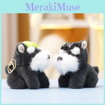 Плюшевая игрушка-брелок в виде собаки Шнауцера с мягким коротким ворсом для детей и коллекционеров