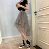 Юбки Женские нерегулярные эластичные юбки с высокой талией Летние юбки трапециевидной формы Универсальная повседневная сетчатая многоуровневая юбка