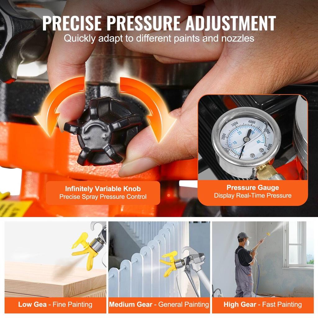 Cart Airless Paint Sprayer Diaphragm Paint Airless Sprayer 1100W Electric