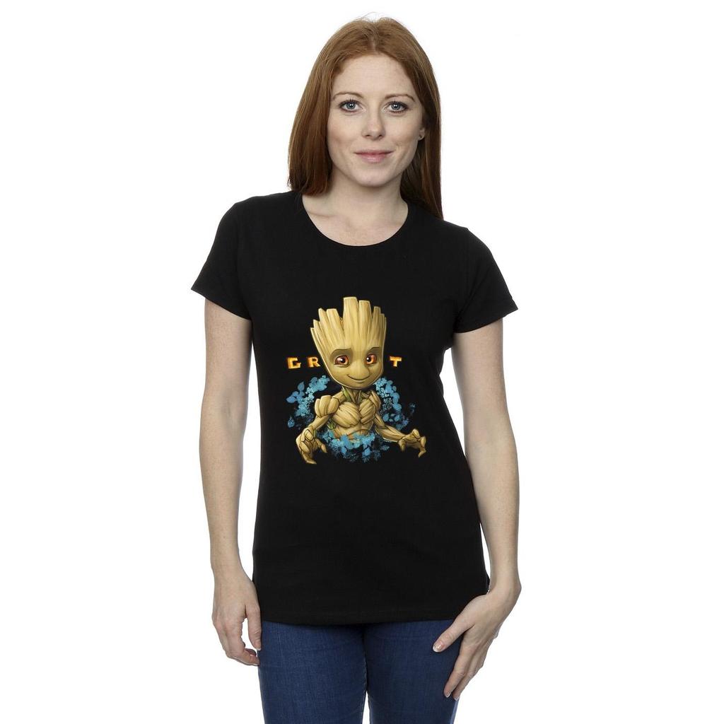 Guardians Of The Galaxy Womens/Ladies Groot Flowers Cotton T-Shirt