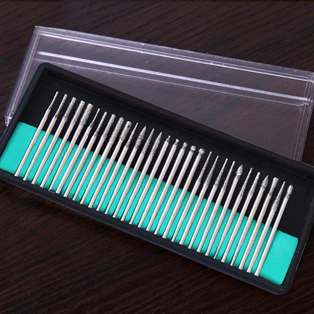 Набор алмазных маникюрных бит, 30 штук в пластиковом боксе