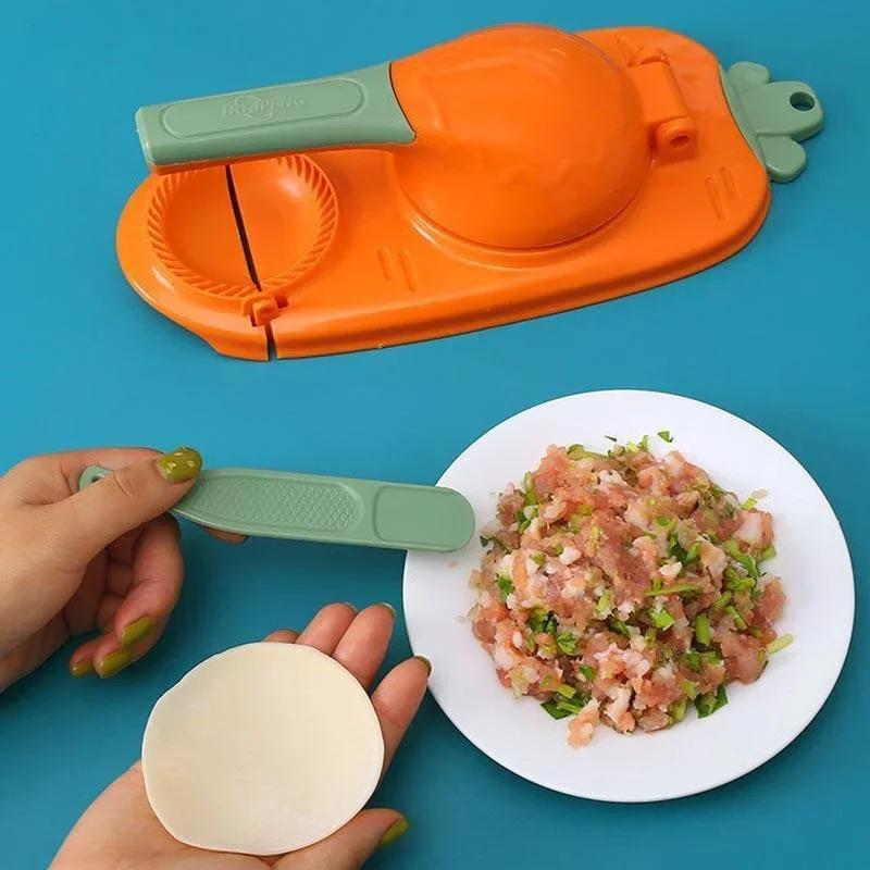 2 In 1 DIY Dumplings Maker Dough Pressing Tool Manual Wrapper Making Plastic Mold Skin Artifact Dough Press Kitchen Accessorie