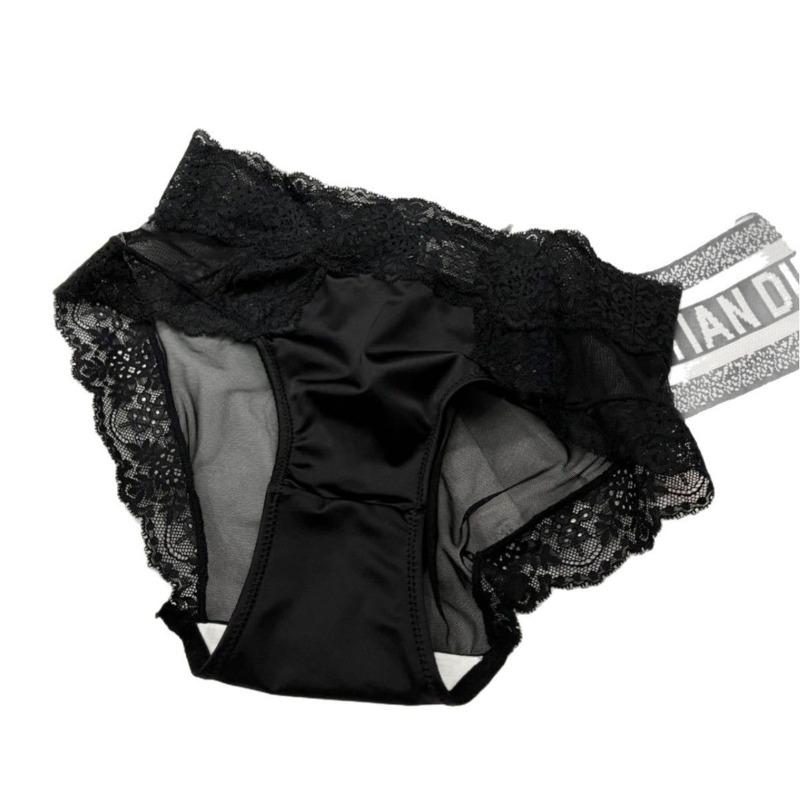 Женские однотонные атласные трусики средней талии из чистого хлопка с кружевом и сексуальными стоп-трусы