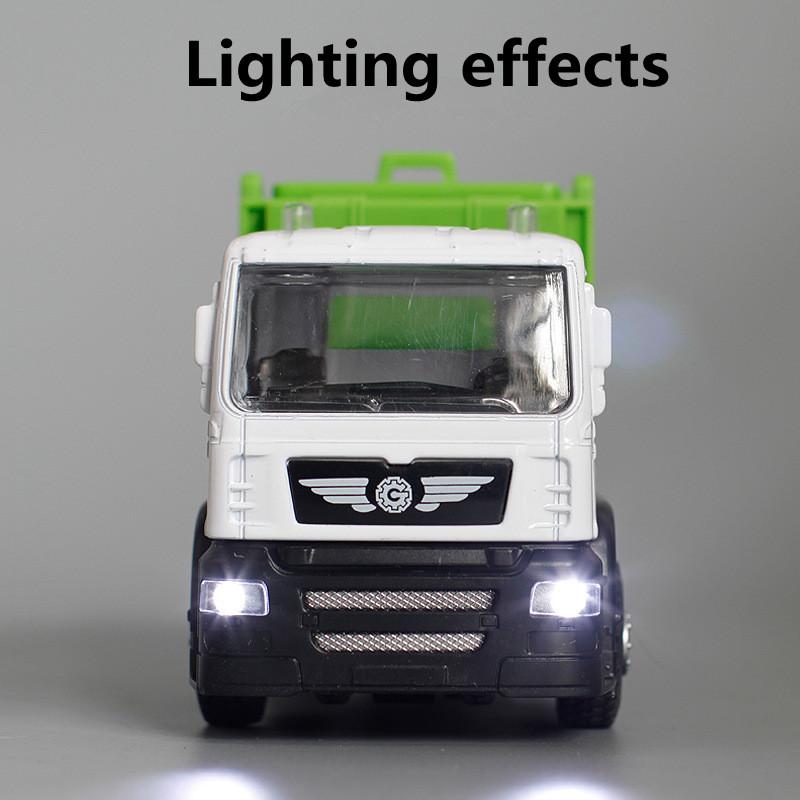 1/50 Garbage Truck Toys Alloy Diecast Cars Trash Truck with Light and Sound Recycled Trucks Toy for Boys
