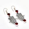 Mozambique Garnet Gemstone Handmade 925 Silver Plated Jewelry Earring 2.08"