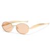 Popular oval small frame sunglasses sunglasses European and American personalized fashion metal sunglasses advanced sense catwalk