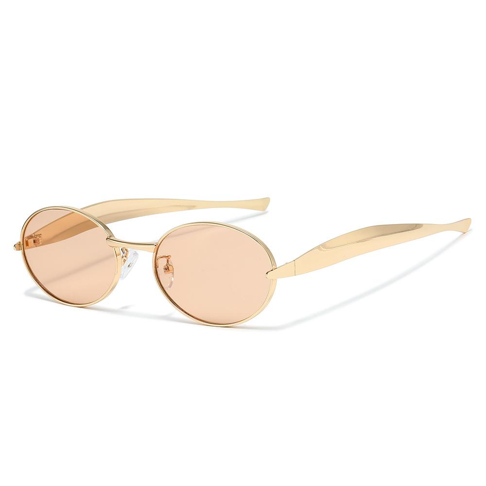Popular oval small frame sunglasses sunglasses European and American personalized fashion metal sunglasses advanced sense catwalk