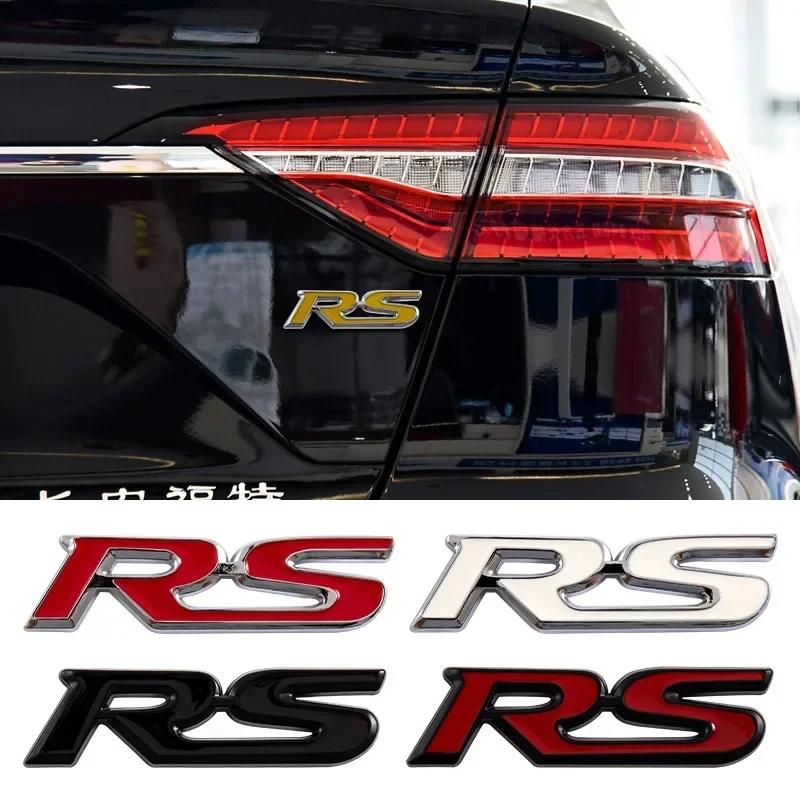 3D Metal RS Logo Emblem Rear Fender Trunk Badge Sticker For FIT Jazz Civic HRV Jade Front Grille Emblem Car Acceessories