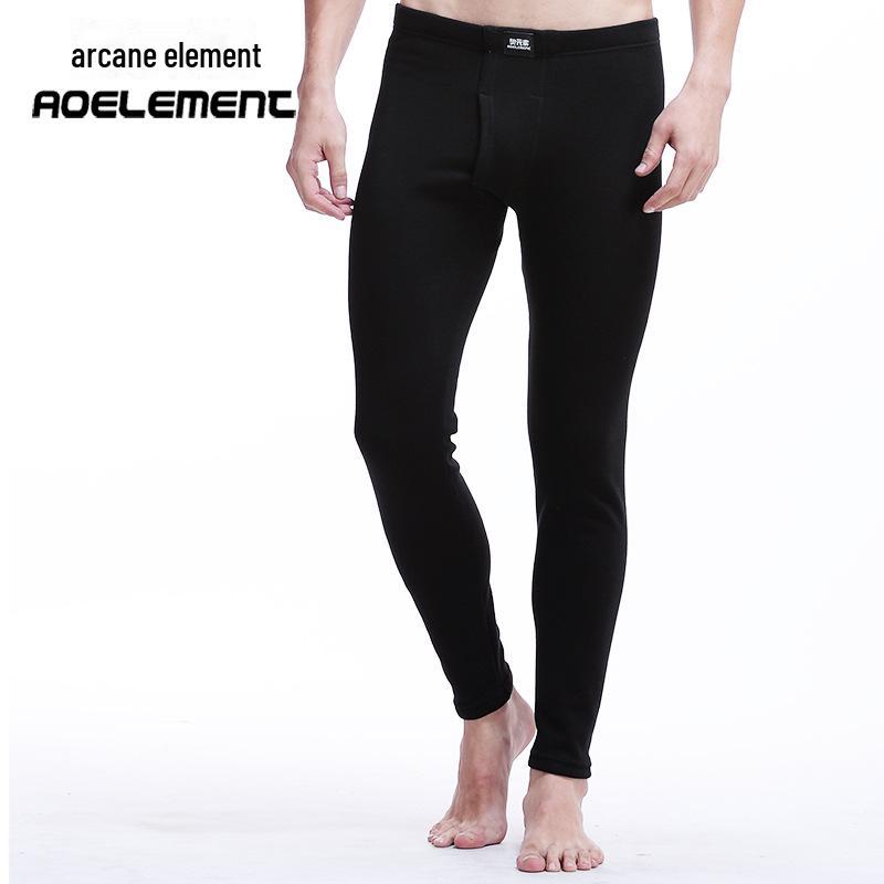Men's Solid Color Slim Double-Layer Thickened Velvet Warm Pants for Autumn and Winter