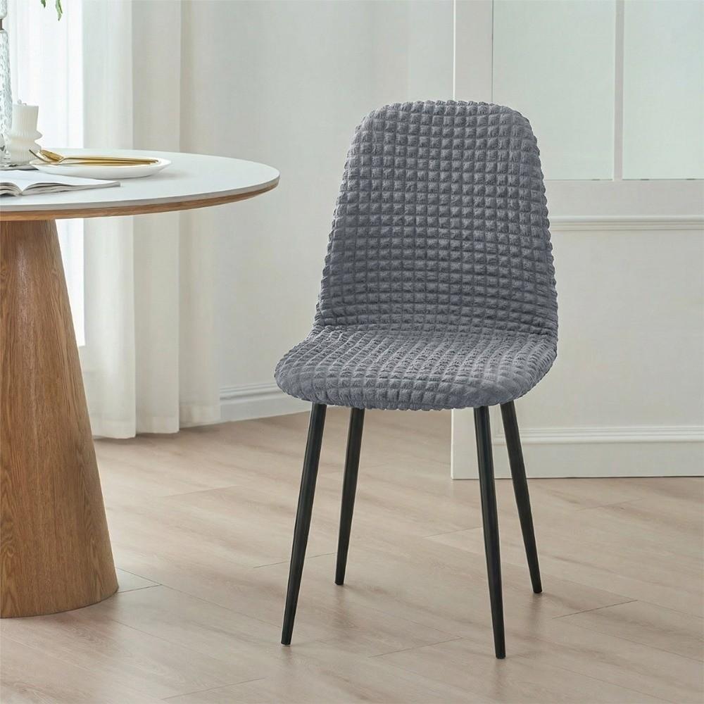 Stretchy Material Dining Chair Covers Bubble Grid Texture Fabric Chair Covers  Kitchen Decor