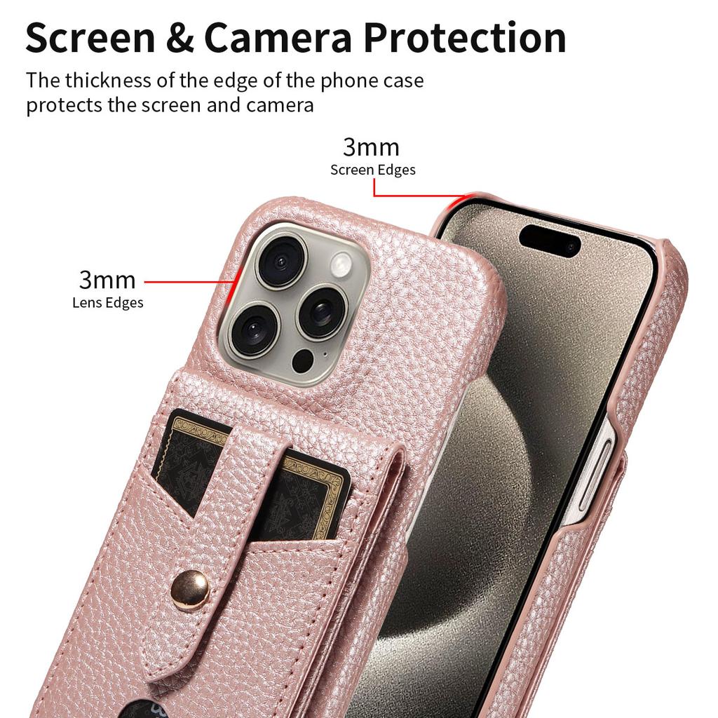 Чехол из искусственной кожи для iPhone16 15 14 13 12 11 Pro Max Mini XS 7 8 с косметическим зеркалом, шнурком, слотом для карт, функцией подставки