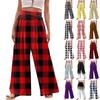Women's Fashion Casual Loose Wide Leg Printed Tie Strap Pants With Pockets