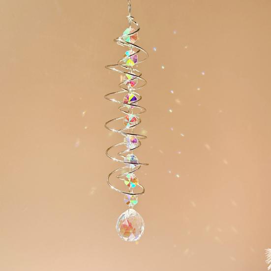 Подвеска из искусственного хрустального шара со спиральным хвостом, декоративная подвеска, ветряная вертушка, создатель радуги, двойная спираль