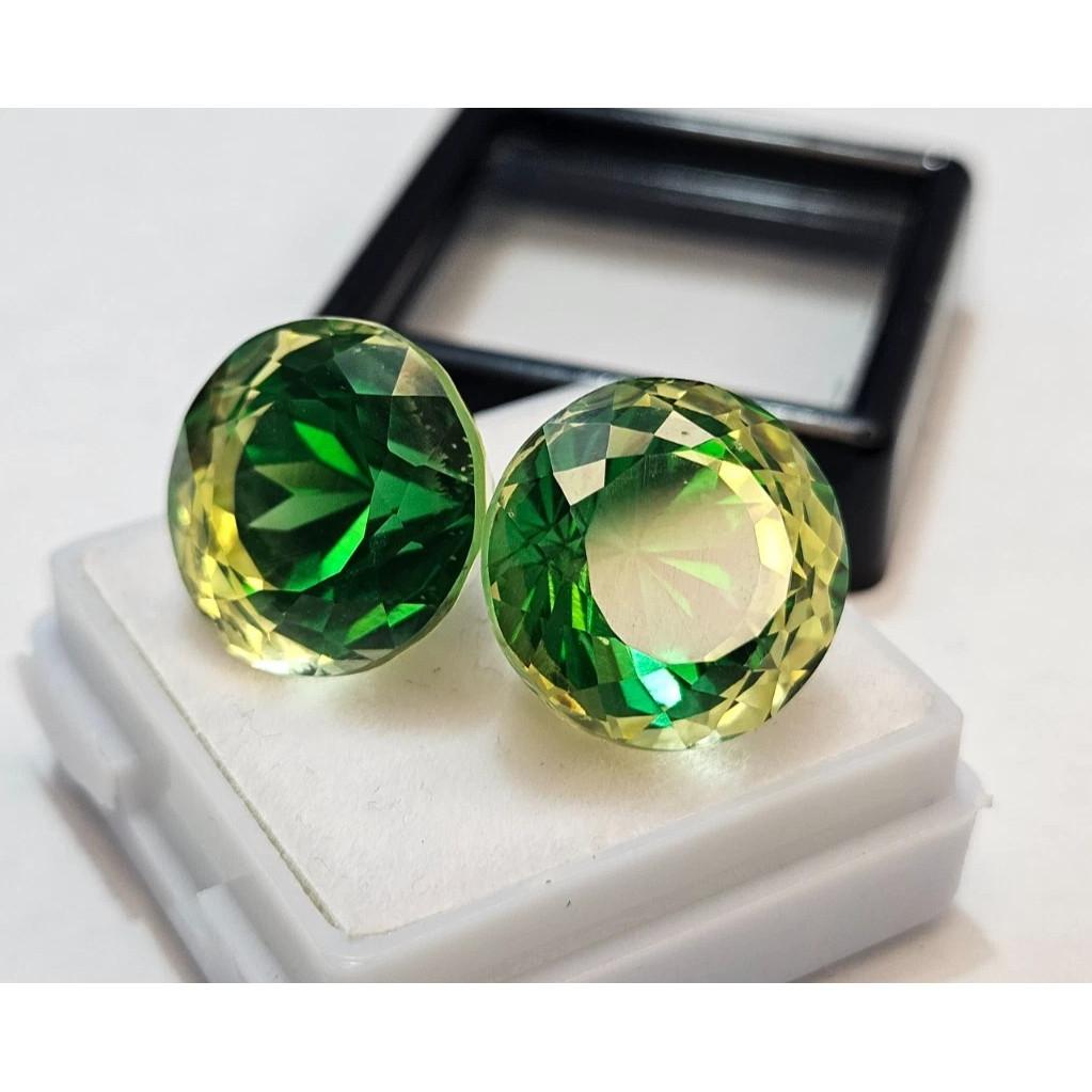 Pitambari Sapphire For Earring Making Natural Round Cut 35+ Ct Pair Gemstone