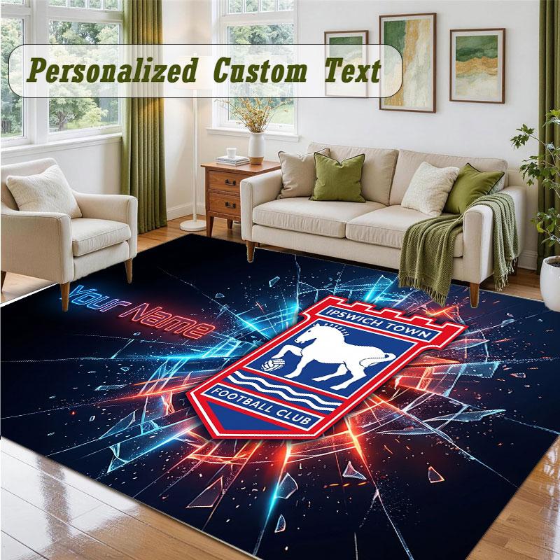 Crystal Velvet Square Rug Custom NameIpswich Town Pattern Non Slip Home Floor Decor Rug
