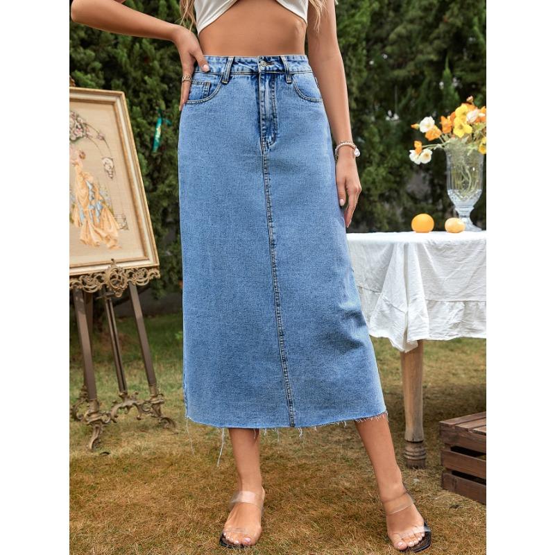Женская повседневная джинсовая юбка А-силуэта с высокой талией, утягивающая, универсальная