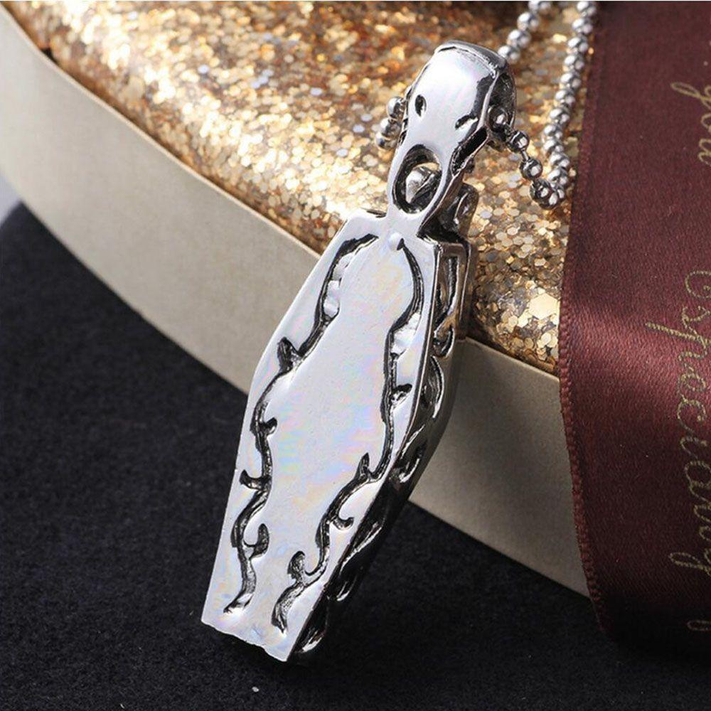 Vintage Men Human Skeleton Steampunk Coffin Chain Pendant Necklace Cross