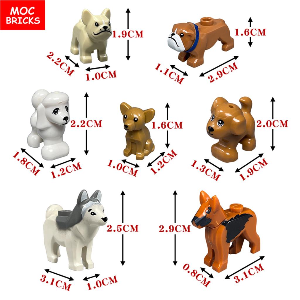 MOC Кубики Серия Маленькие Собаки Французский Бульдог Хаски Пудель Будка Собранные Строительные Блоки Детские Игрушки Пластиковая Кукла
