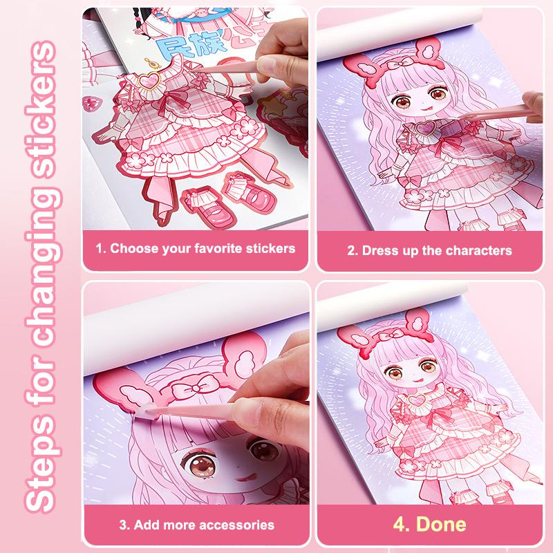 Мультяшная Девочка Макияж Шоу Наклейка DIY Книга Наклейка для Переодевания Книга Книга Принцесса Пазлы Игрушки Ручная Работа DIY Наклейка Игрушка Подарок для Детей