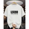 Мужская летняя футболка с принтом LEGEND - Короткий рукав, Повседневная, Круглый вырез, Дышащая футболка с надписью LEGEND, Не тканевая, для повседневной одежды