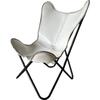 Solid White Leather Butterfly Modern Chair - Genuine Leather