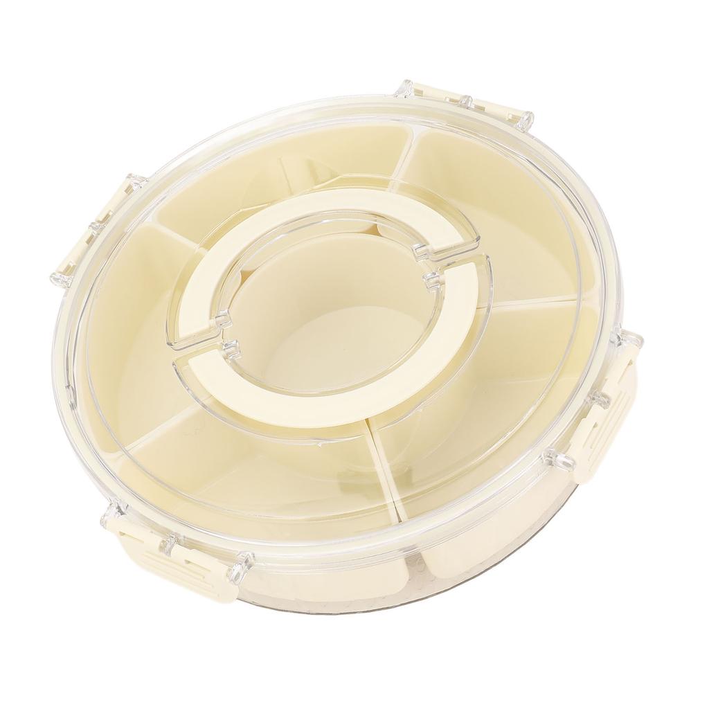 360 Degrees Rotating Divider Tray 6 Compartments Compact Sealed Snack Tray Divided Serving Tray for Road