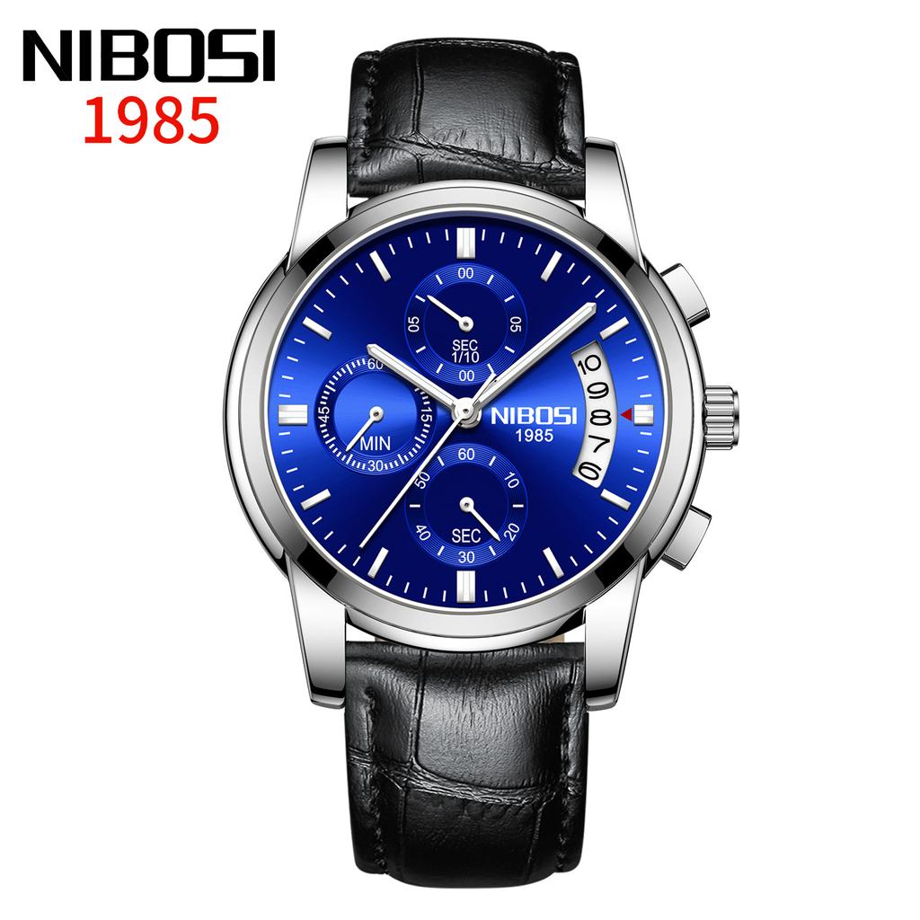 Часы NIBOSI Деловые мужские часы Многофункциональные шестиконтактные кварцевые часы