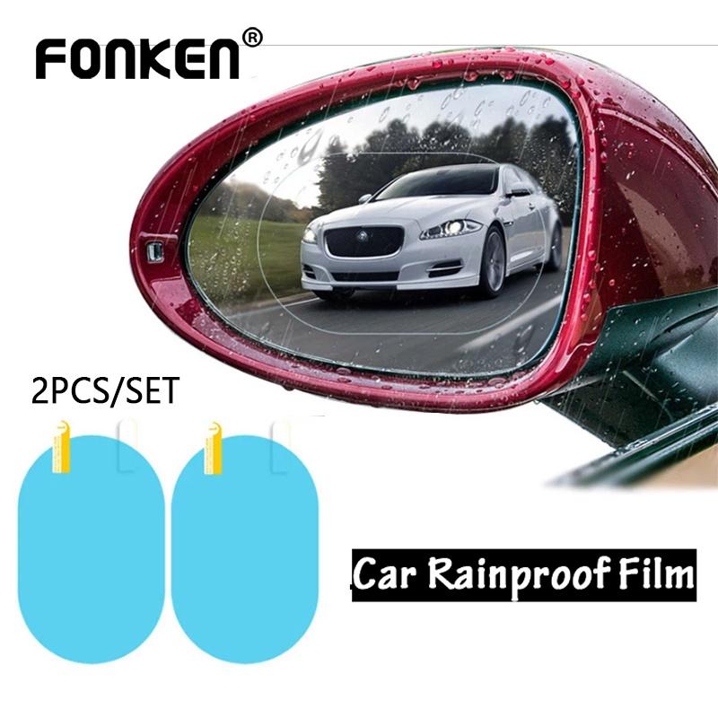 FONKEN 2 шт./компл. непромокаемые автомобильные аксессуары, прозрачная пленка для зеркала автомобиля, мембрана, противотуманная, антибликовая, водонепроницаемая наклейка, безопасность вождения