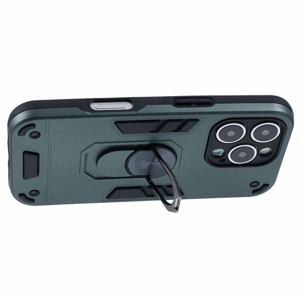 For iPhone 16 Pro Max Case PC+TPU Drop Defend Phone Cover with Ring Kickstand