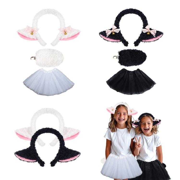 Halloween Sheep Cosplay Accessories Sheep Headband Sheep Tail Skirt for Children Women Halloween Lamb Role Play Outfit