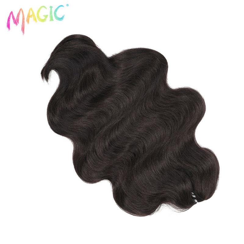 Magic Body Wave Crochet Hair Extensions 24 Inch 3PCS Synthetic Wavy Braiding Hair For Black Women Natural Black Braids Fake Hair