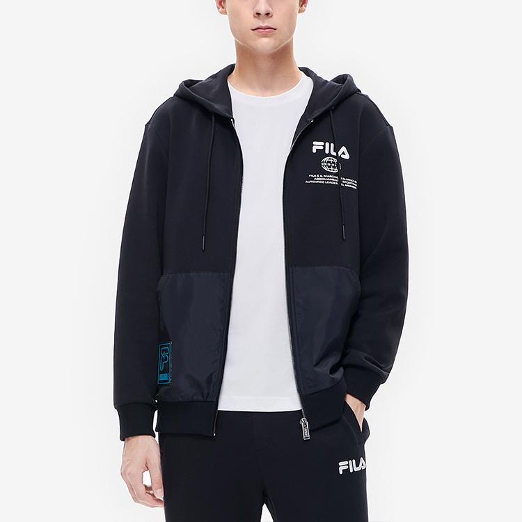 Fila Флисовая куртка-худи с вышитым логотипом Мужские куртки Черный F11M239501F-BK