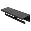 Wall Mount Toilet Paper Holder 2 Use Hotel Bathroom Tissue Waterproof with Storage Shelf Black