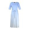 Women's Casual Fashion Large Size Gradient Printing Round Neck Three-quarter Sleeve Pocket Straps Swing Dress