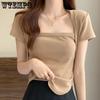 Женская летняя футболка с короткими рукавами, свободный большой короткий топ нестандартной формы